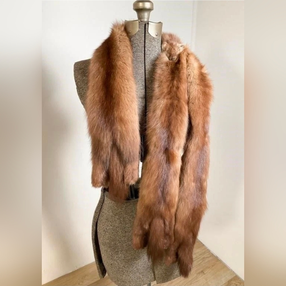 Vintage Genuine Mink Fur Stole Brown Old Hollywood Evening Wrap